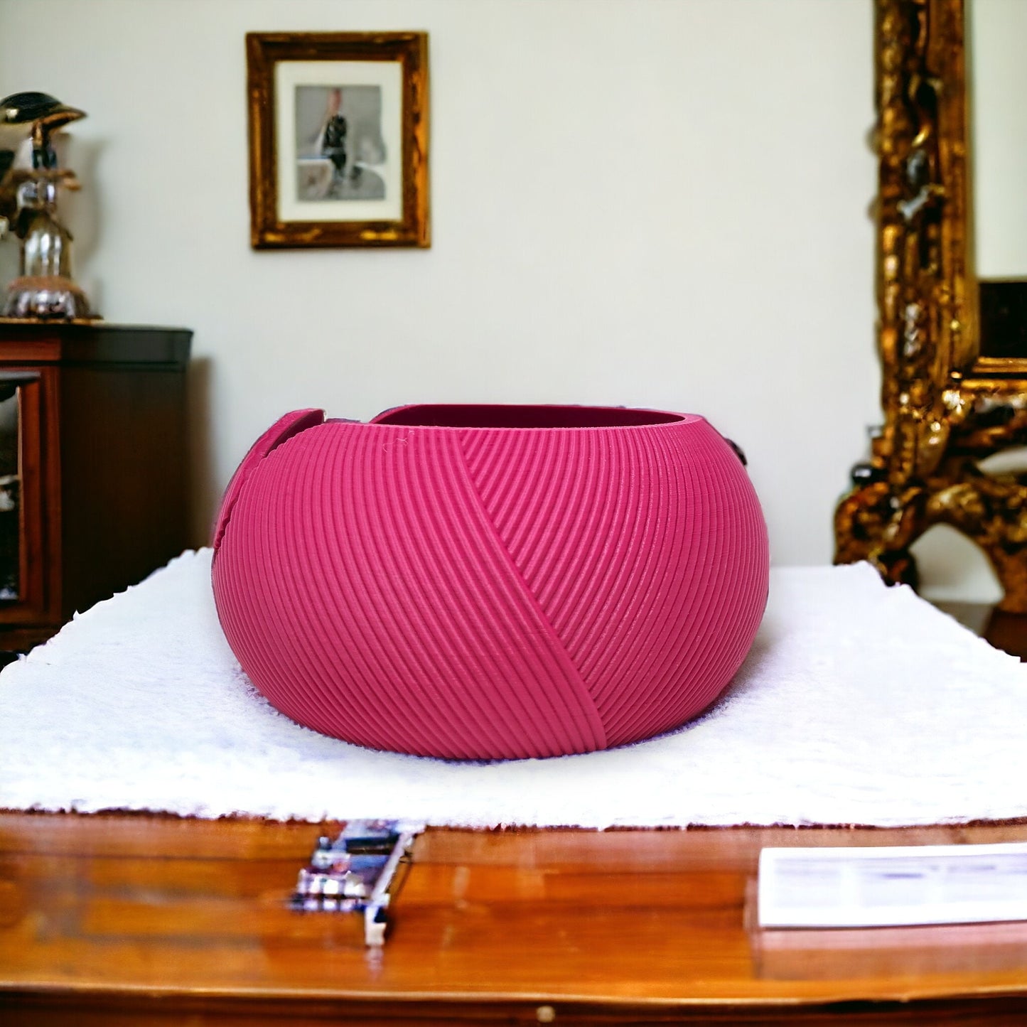 Yarn Bowl - 3D Printed Knit Pattern, Perfect for Crochet & Knitting Projects, Unique Gift for Yarn Lovers