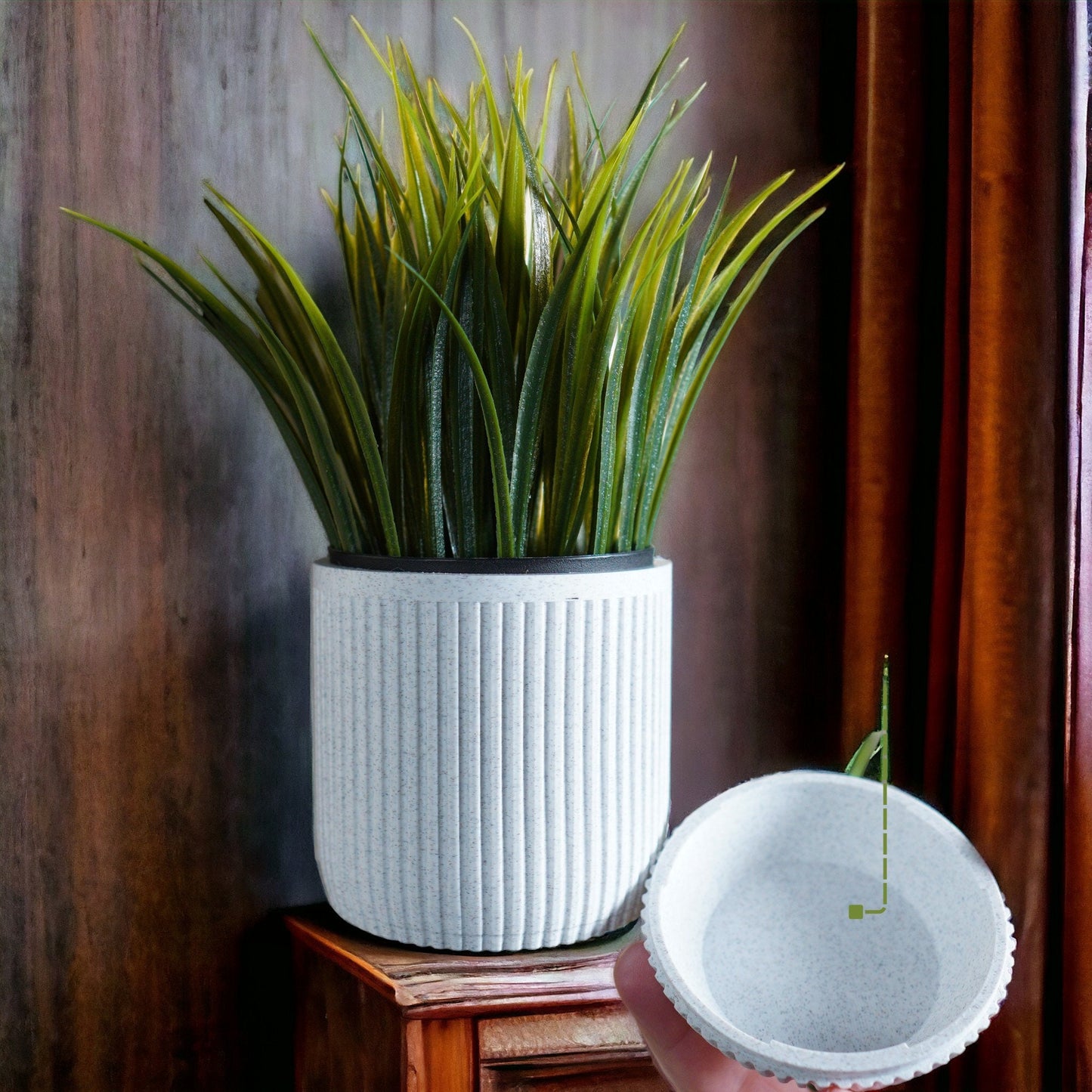 3D Printed Wall Mount Planter: Stylish Indoor Pot with Ribbed Design, Modern Home Decor