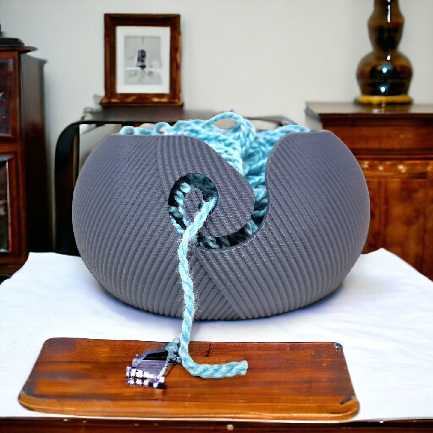 Yarn Bowl - 3D Printed Knit Pattern, Perfect for Crochet & Knitting Projects, Unique Gift for Yarn Lovers