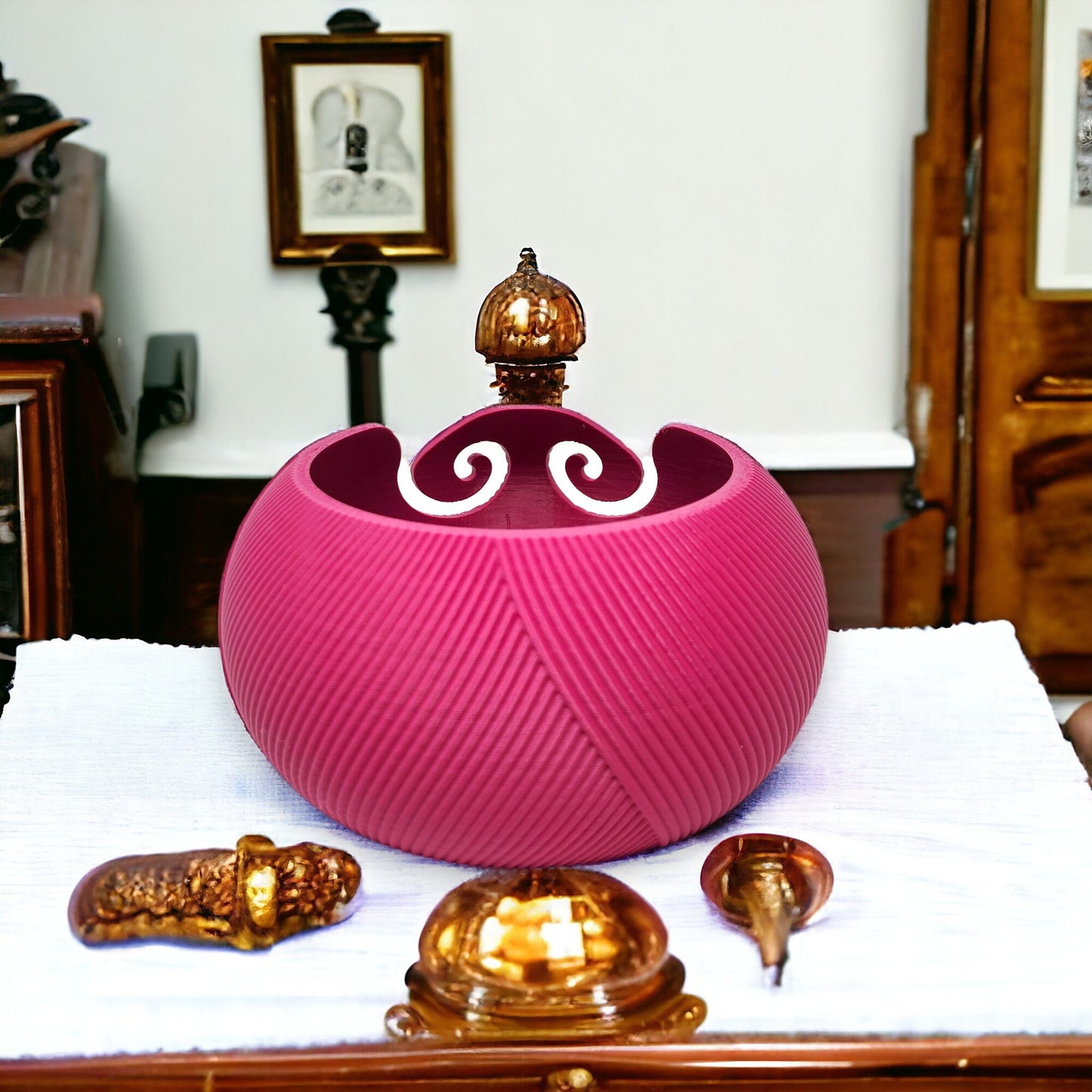 Yarn Bowl - 3D Printed Knit Pattern, Perfect for Crochet & Knitting Projects, Unique Gift for Yarn Lovers