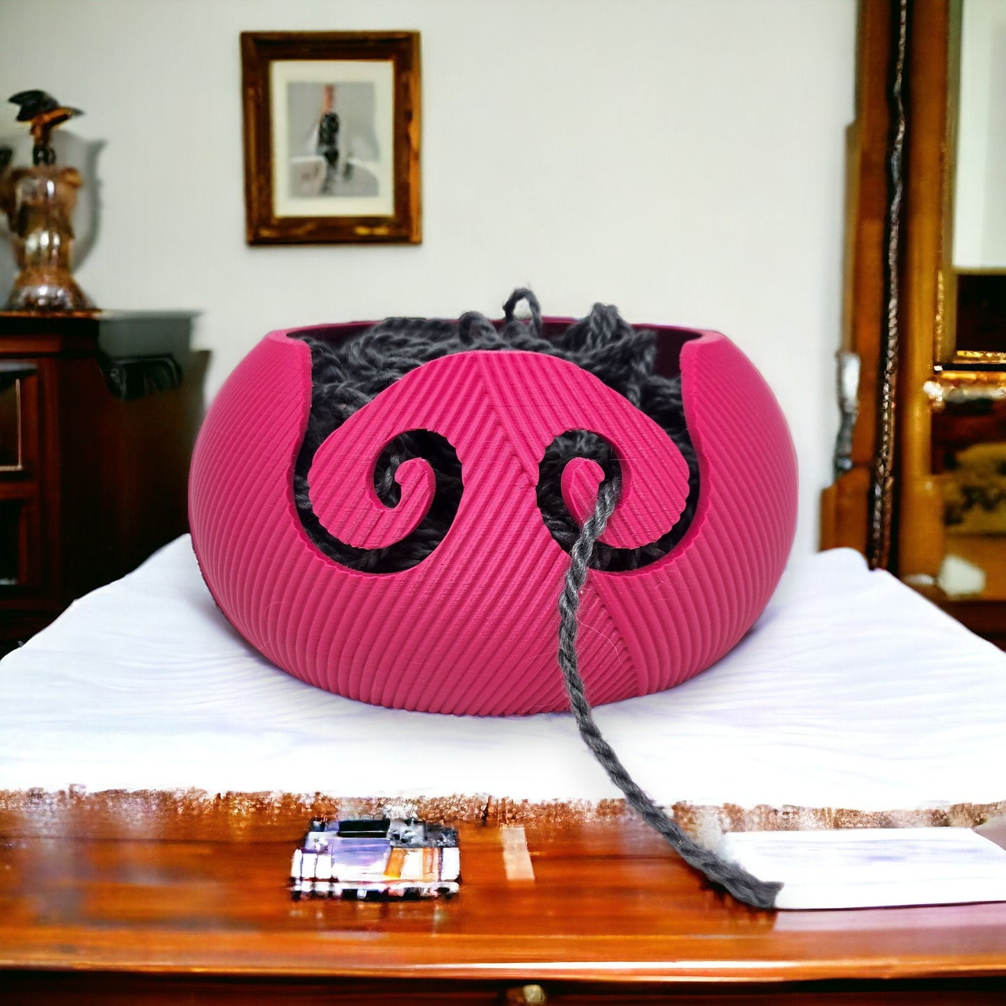 Yarn Bowl - 3D Printed Knit Pattern, Perfect for Crochet & Knitting Projects, Unique Gift for Yarn Lovers