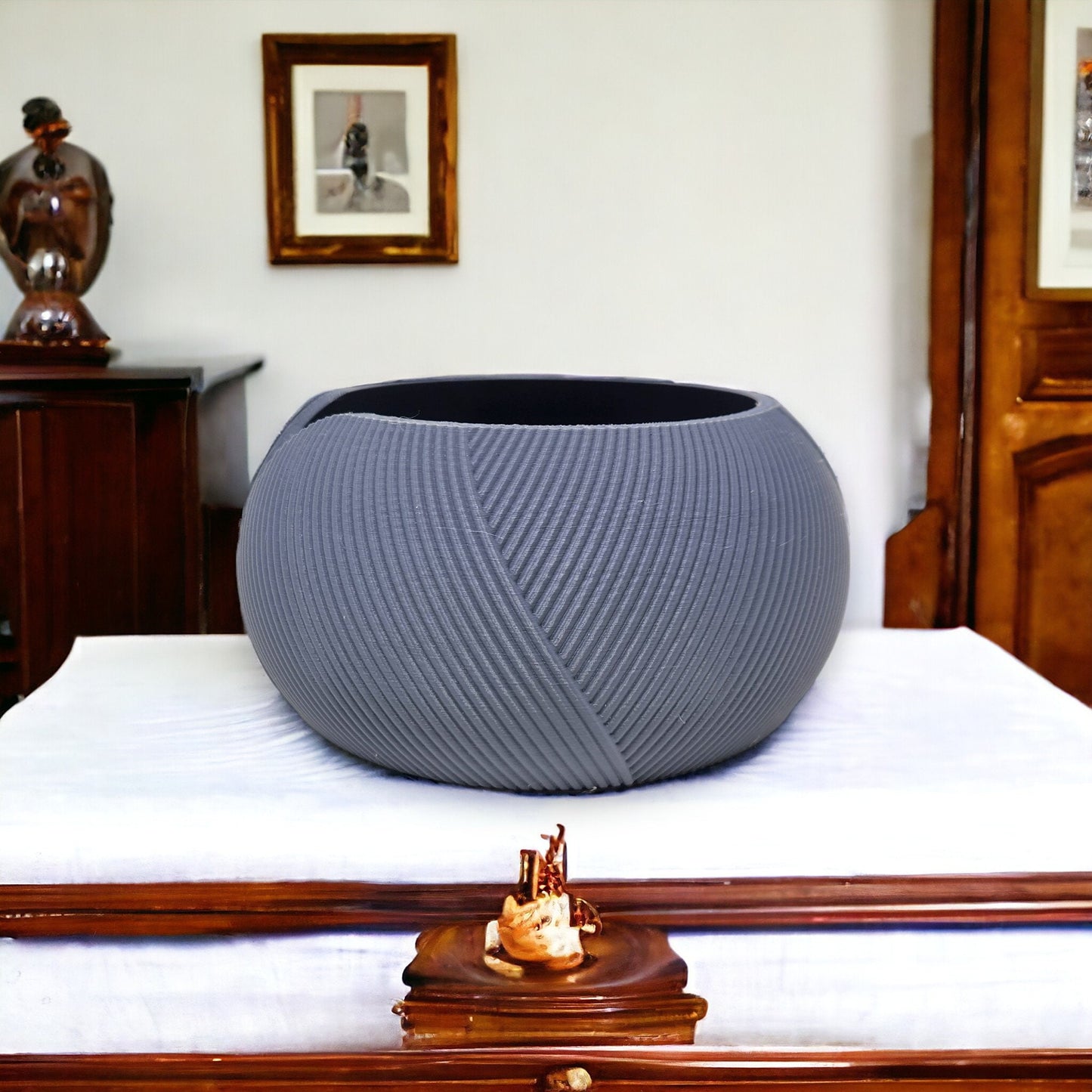 Yarn Bowl - 3D Printed Knit Pattern, Perfect for Crochet & Knitting Projects, Unique Gift for Yarn Lovers