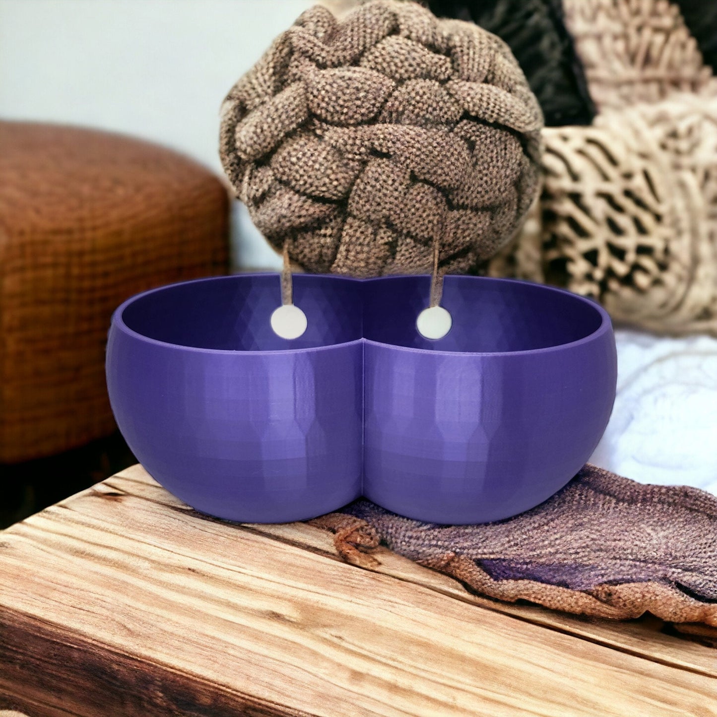 Geometric Yarn Bowl - 3D Printed, Single/Double Options, Cute Kitty Pattern, Knitting Essentials, Jewelry & Coin Holder