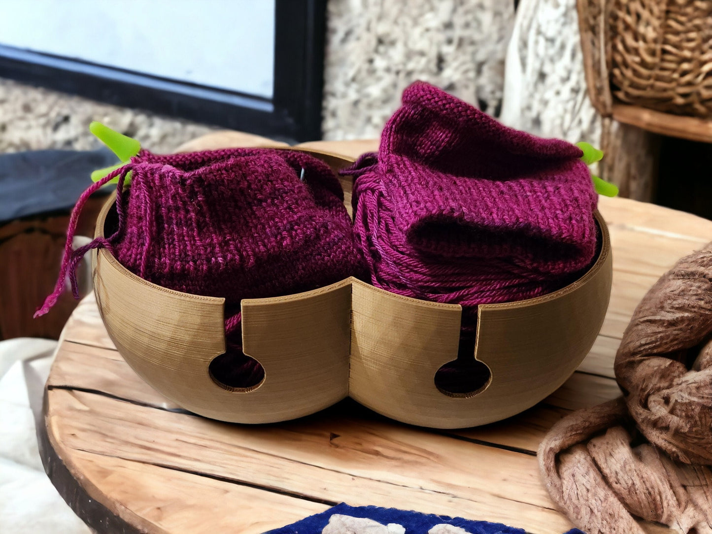 Geometric Yarn Bowl - 3D Printed, Single/Double Options, Cute Kitty Pattern, Knitting Essentials, Jewelry & Coin Holder