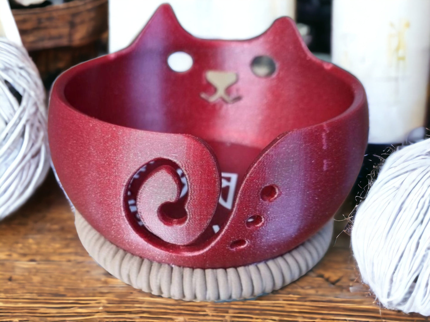 3D Printed Cat Yarn Bowl - Adorable Weighted Wool Organizer for Crocheting & Knitting Supplies, Gift for Cat Lovers