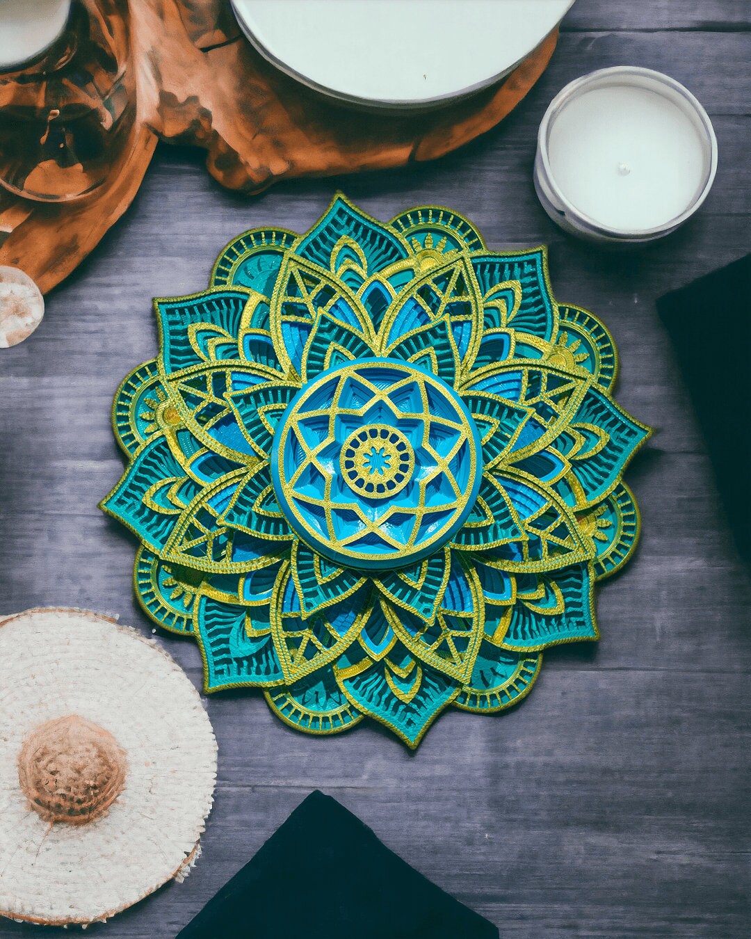 Unique 3D Printed Mandala Wall Decor - Sacred Geometry Art for Spiritual Spaces, Boho Home accent