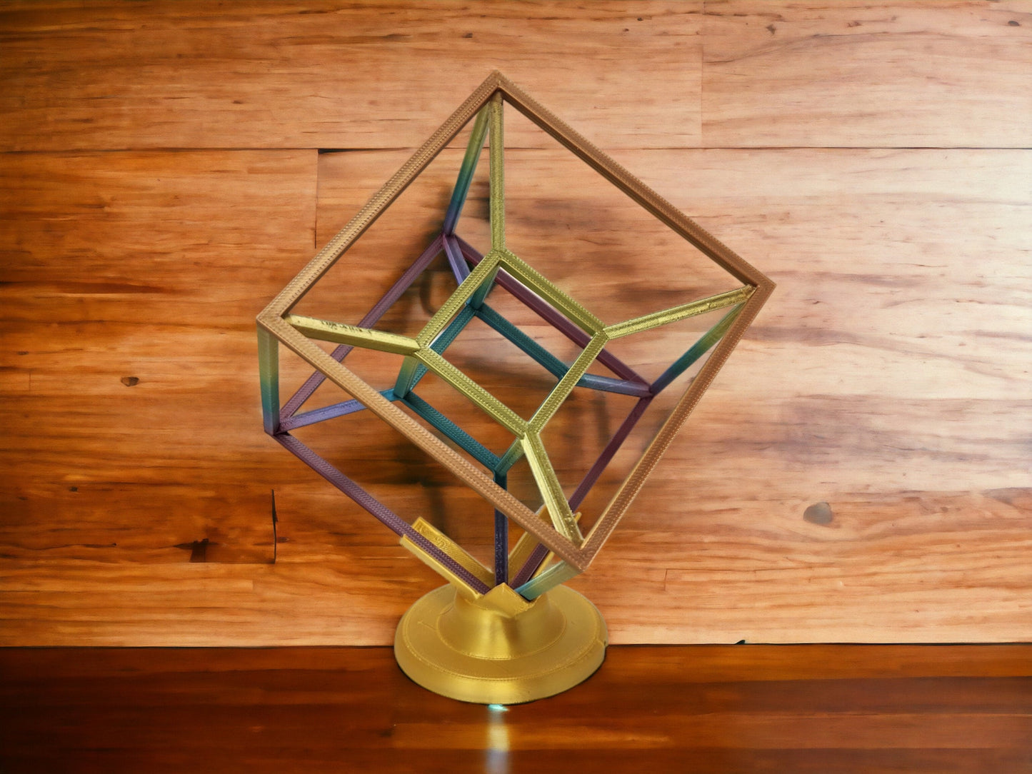 Tesseract Hypercube - Stunning 4D Sculpture, Dimensional Geometry Art - Spatial Dimension Masterpiece - 3D Printed