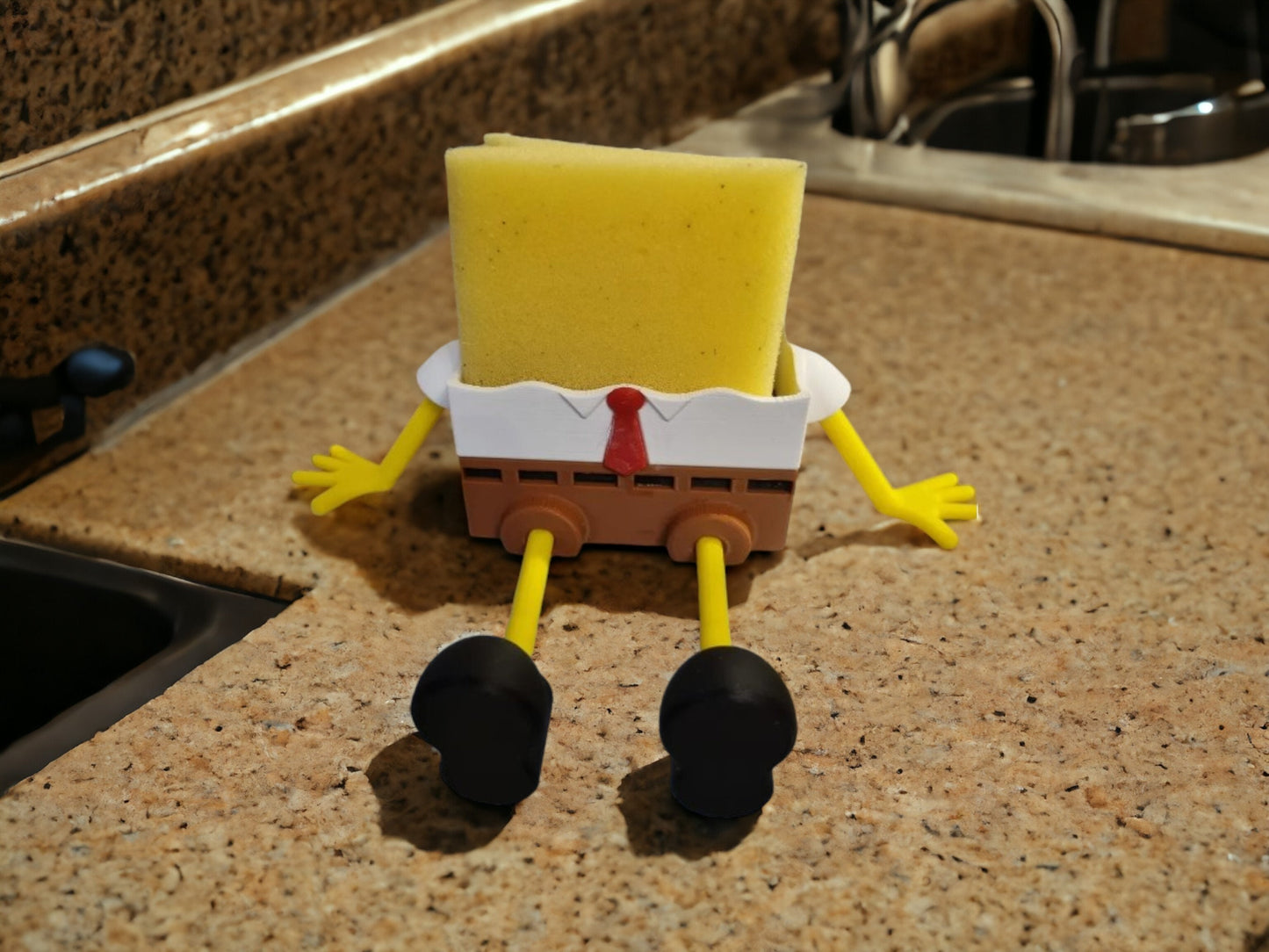 Bob The Sponge Unique 3D Printed Holder - Fun and Practical Kitchen Decor - Self-Draining Sponge Holder