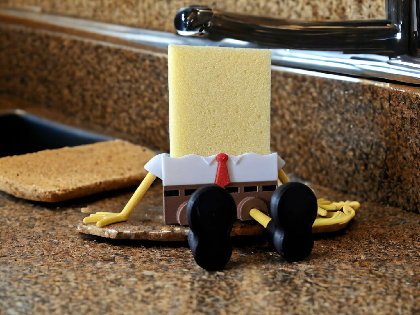 Bob The Sponge Unique 3D Printed Holder - Fun and Practical Kitchen Decor - Self-Draining Sponge Holder