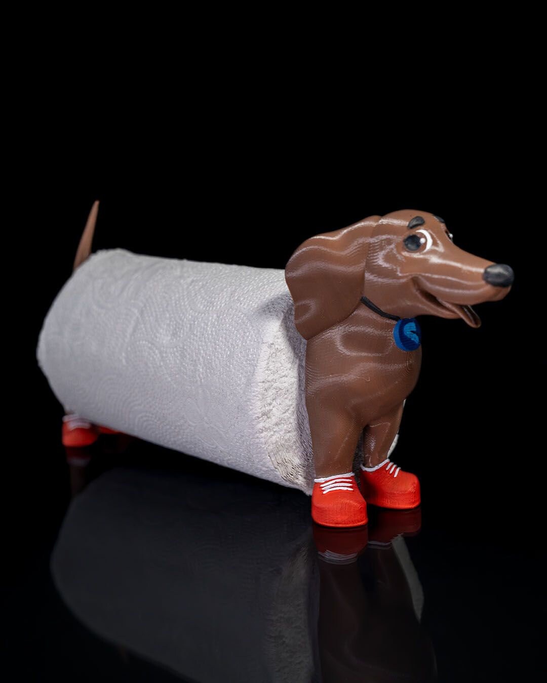 Wiener Dog Paper Towel Holder - Unique 3D Printed Dachshund Kitchen Decor - Modern & Quirky Countertop Accessory