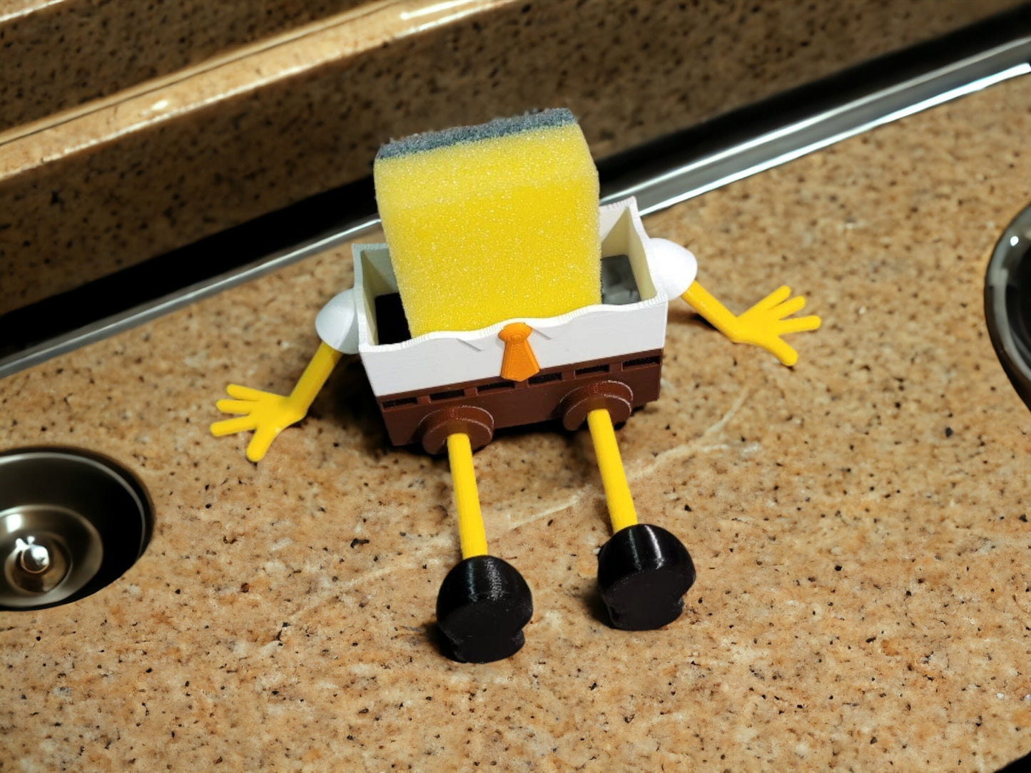 Bob The Sponge Unique 3D Printed Holder - Fun and Practical Kitchen Decor - Self-Draining Sponge Holder