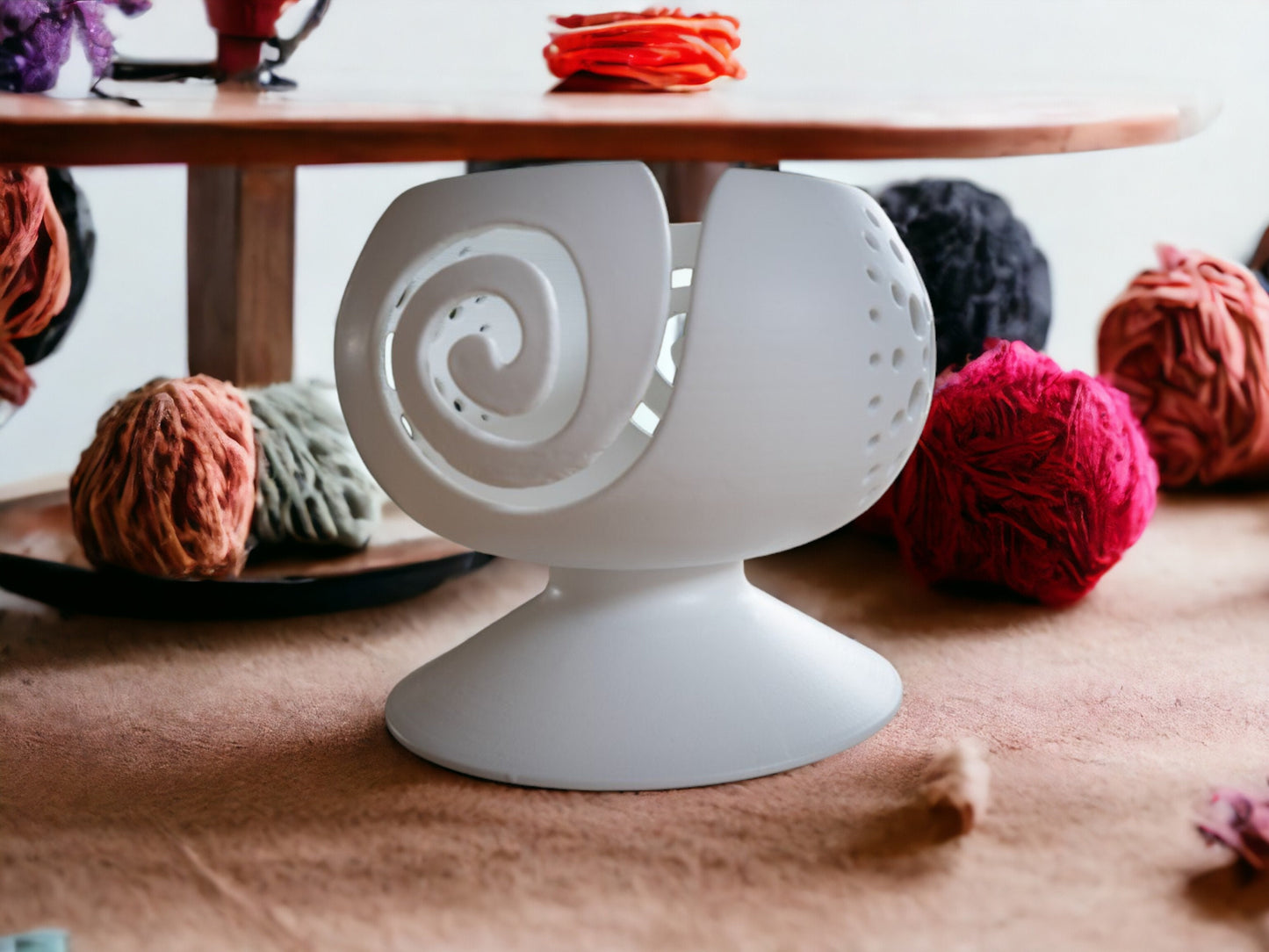 Art Deco Style Yarn Bowl Unique 3D Printed - Elegant Yarn Holder for Knitting and Crochet