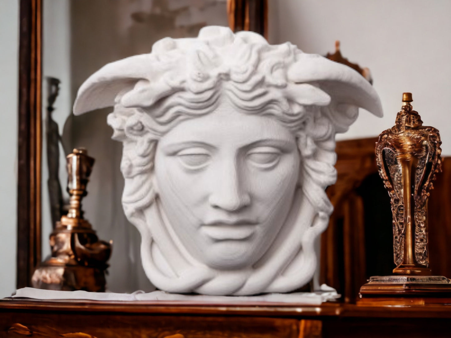 Medusa Gaze Wall Art - Serpent Hair Decor Gothic 3D Printed Ancient Greece Inspired Sculpture