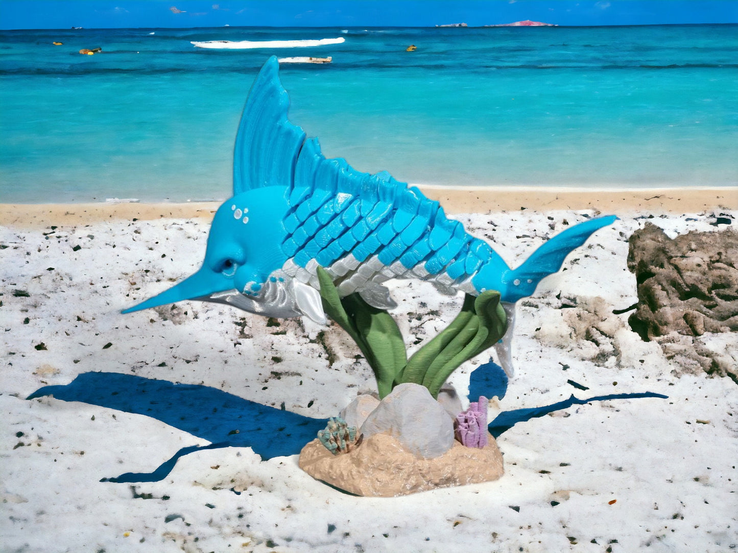 Marlin Fish Articulated Fidget Toy - 3D Printed Articulating Desk Toy - Colorful Educational Play for All Ages