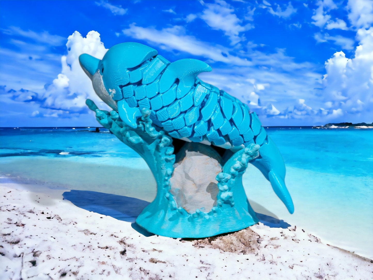 Dolphin Fish Articulated Fidget Toy - 3D Printed Colorful Desk Toy & Educational Gift for Kids - Bottlenose Dolphin Design