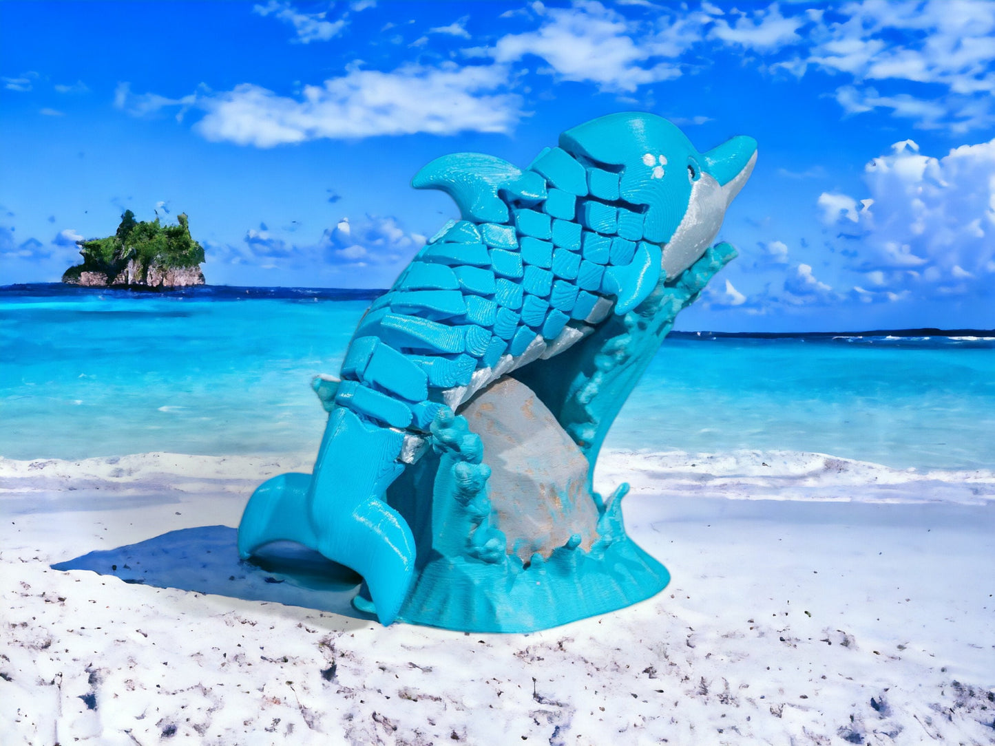 Dolphin Fish Articulated Fidget Toy - 3D Printed Colorful Desk Toy & Educational Gift for Kids - Bottlenose Dolphin Design