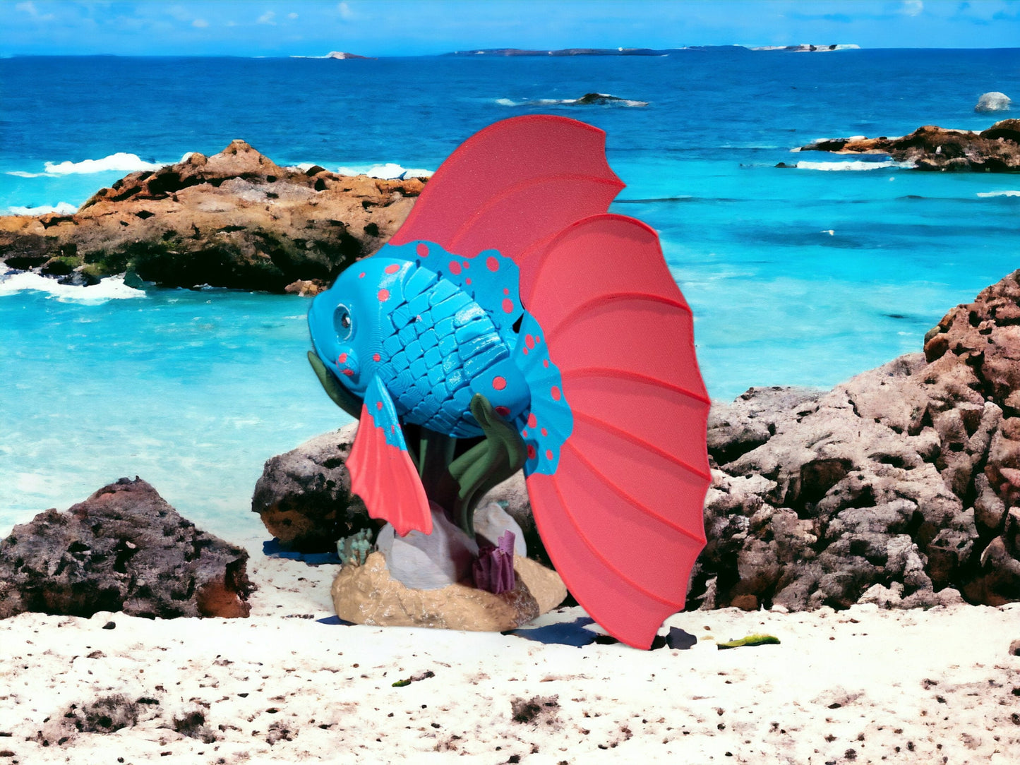 Betta Fish Bella Articulating Fidget Toy - 3D Printed Articulated Desk Toy - Colorful Educational Play Gift