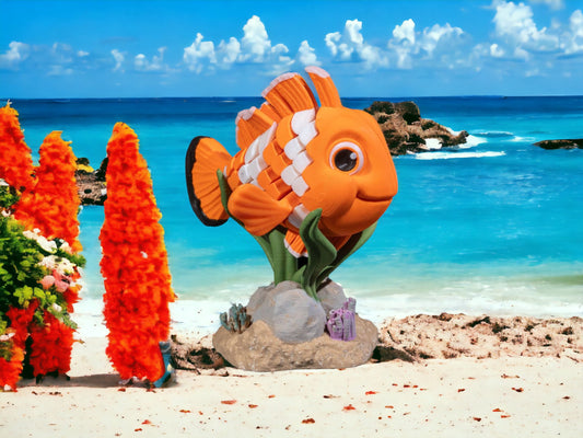 Clown Fish Fidget Articulating Toy - Marine Life Desk Articulated Decor - Ocean Unique 3D Printed Desk Toy - Colorful Educational Play Gift