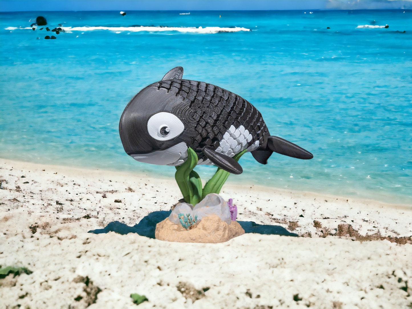 Orca Killer Whale Fidget Toy - Articulated Marine Life Desk Decor - Unique 3D Printed Ocean Toy for Education & Fun