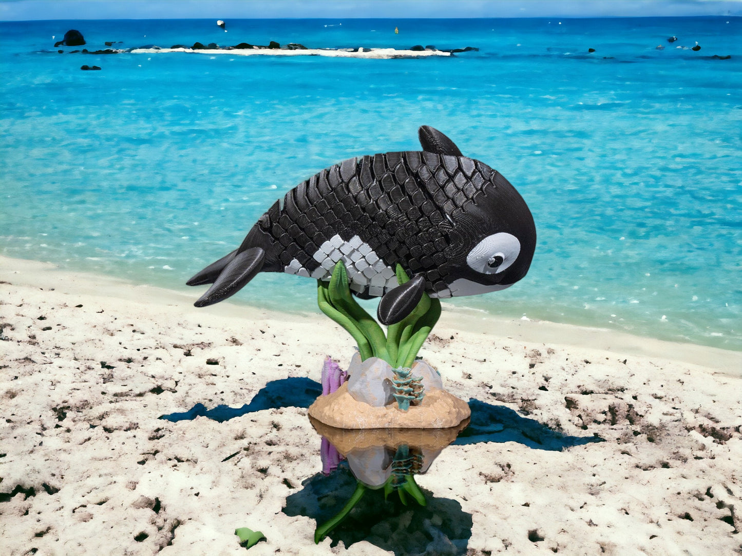 Orca Killer Whale Fidget Toy - Articulated Marine Life Desk Decor - Unique 3D Printed Ocean Toy for Education & Fun