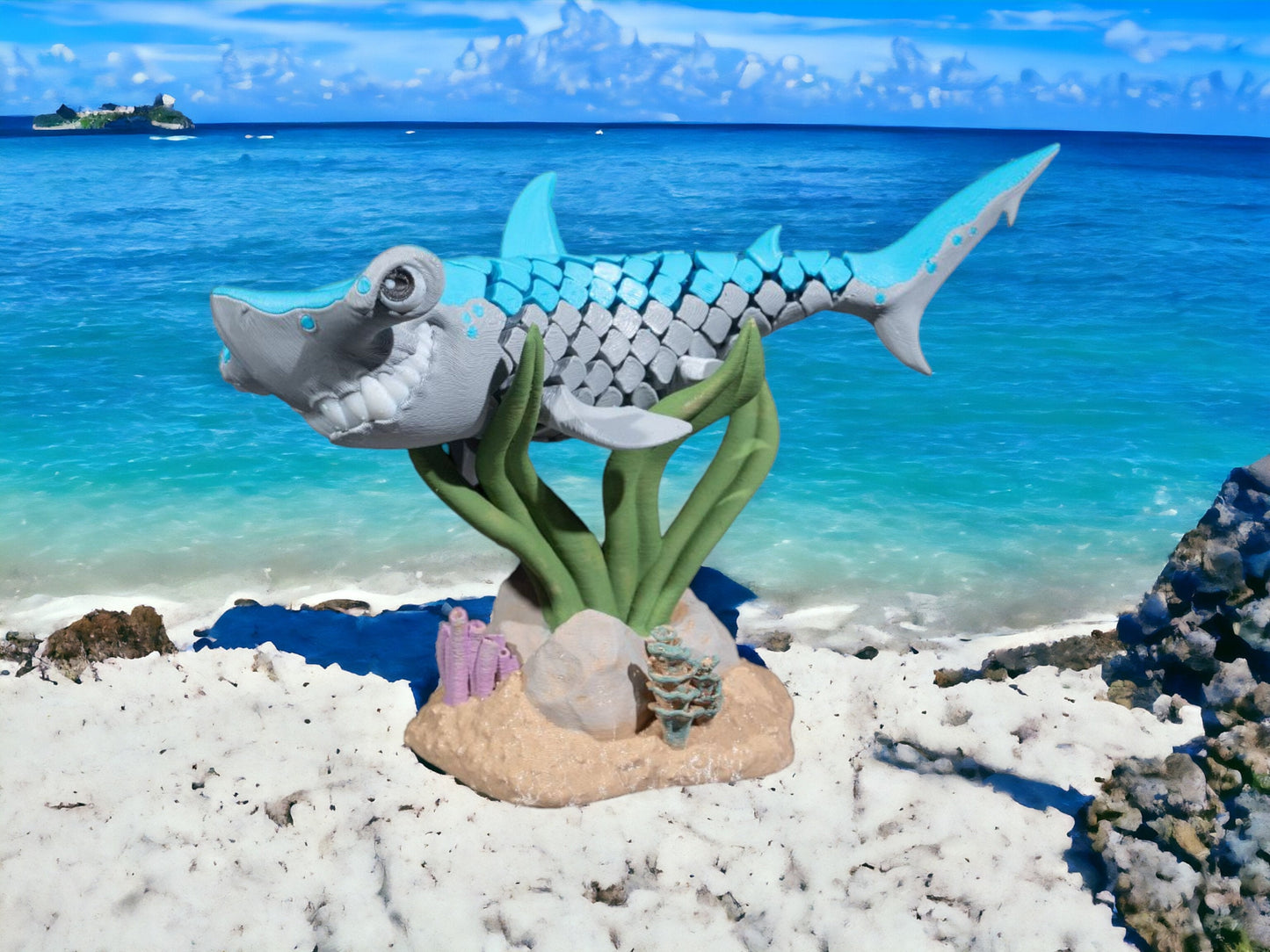 Hammerhead Shark Articulated 3D Printed Toy - Unique Ocean Desk Fidget, Colorful Educational Play for All Ages