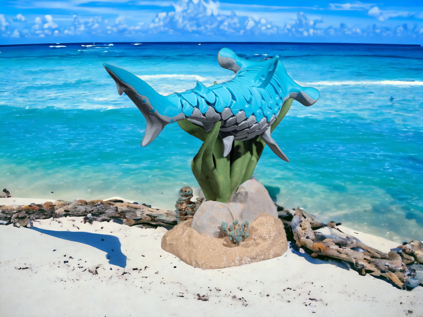 Hammerhead Shark Articulated 3D Printed Toy - Unique Ocean Desk Fidget, Colorful Educational Play for All Ages