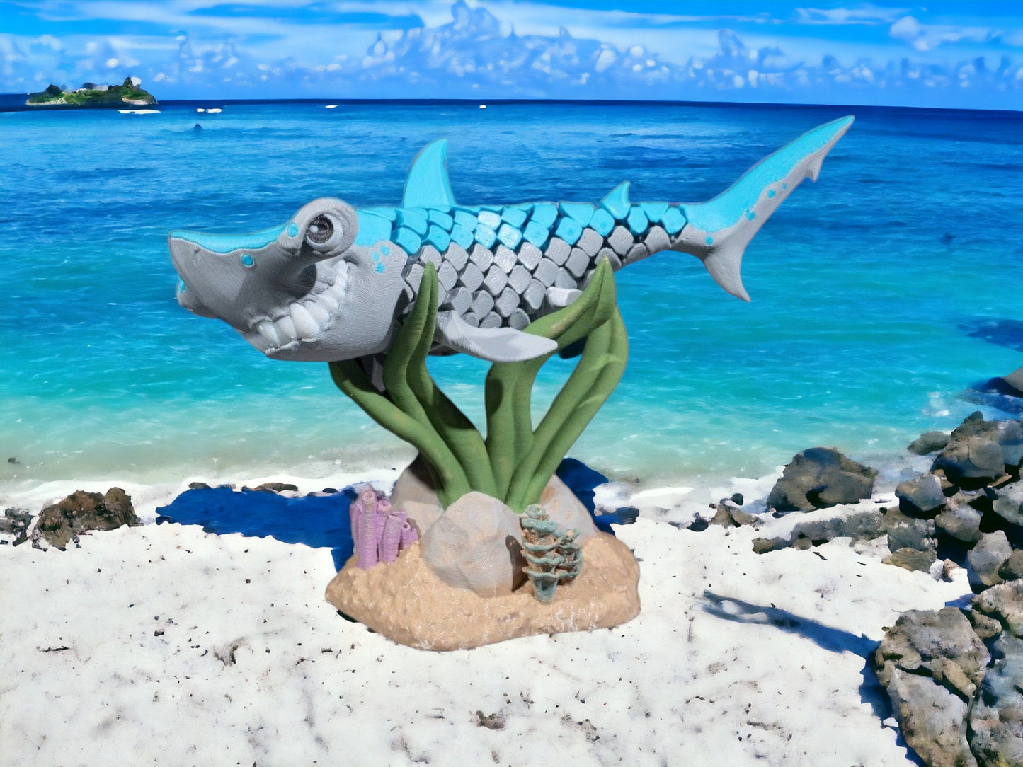 Hammerhead Shark Articulated 3D Printed Toy - Unique Ocean Desk Fidget, Colorful Educational Play for All Ages