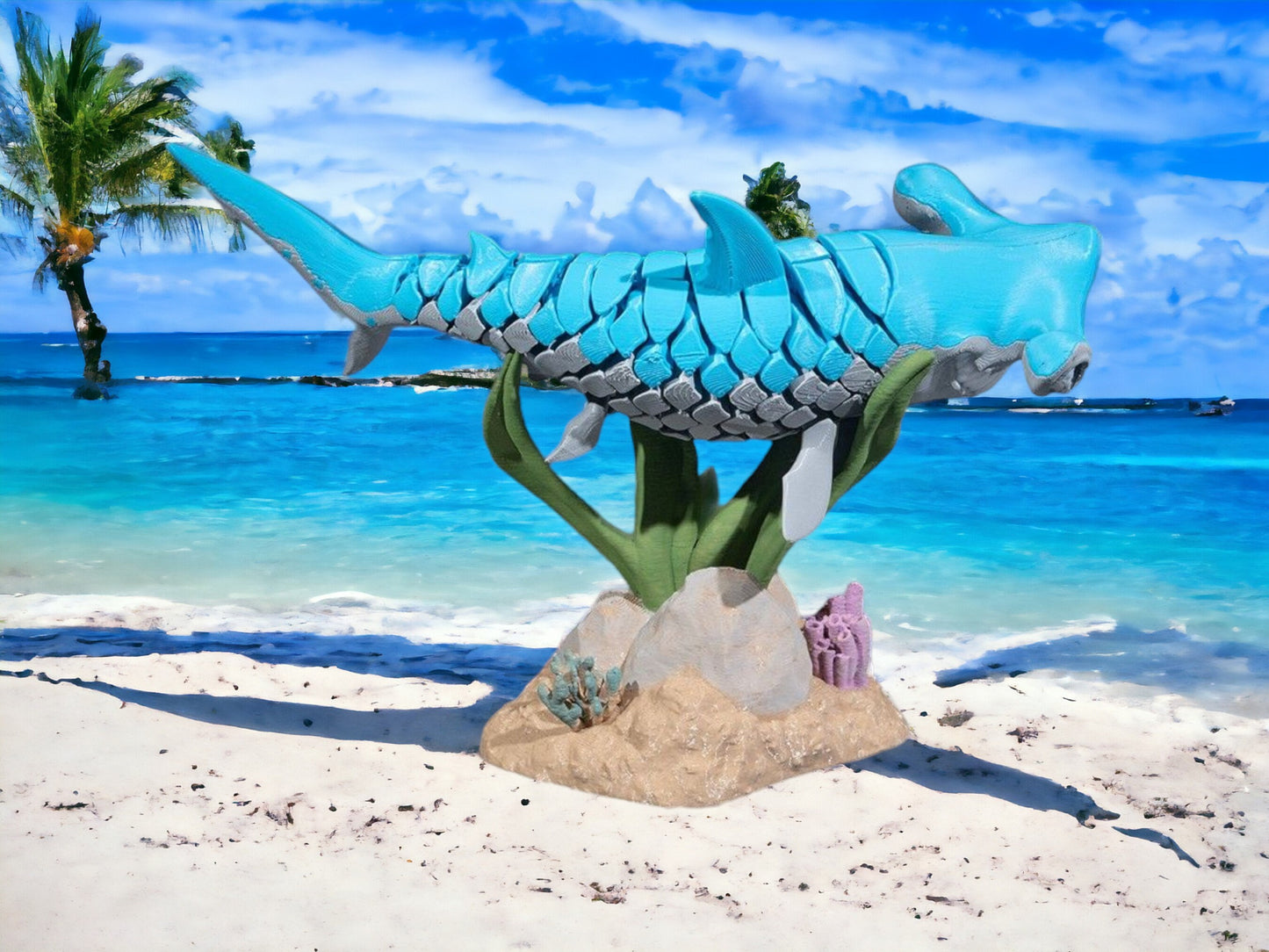 Hammerhead Shark Articulated 3D Printed Toy - Unique Ocean Desk Fidget, Colorful Educational Play for All Ages