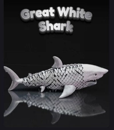 Great White Fish Articulated Fidget Toy - Ocean Desk Articulating Unique 3D Printed  Toy - Colorful Educational Play Gift