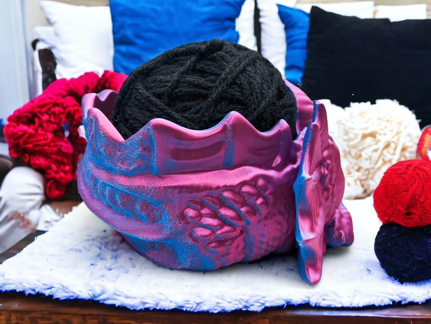 Dragon Yarn Bowl - Fantasy-Inspired Yarn Holder for Crafting & Home Decor, 3D Printed Knitting Accessory, Perfect Craft Supply!