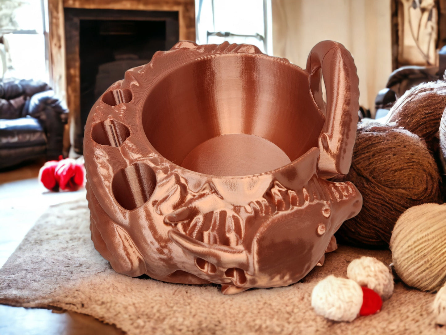 Dragon Yarn Bowl - Fantasy-Inspired Yarn Holder, 3D Printed Craft Supply for Knitting & Home Decor Accessory