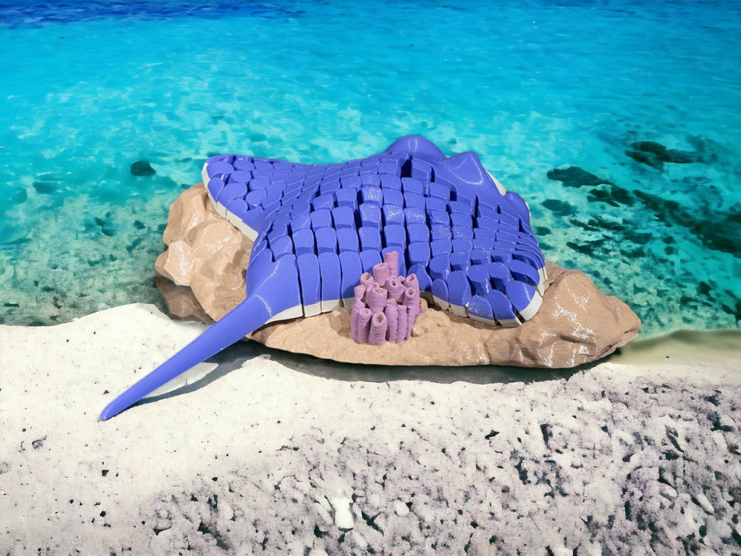 Manta Ray Articulated Fidget Toy - Unique 3D Printed Desk Art - Colorful Educational Gift for Kids & Adults