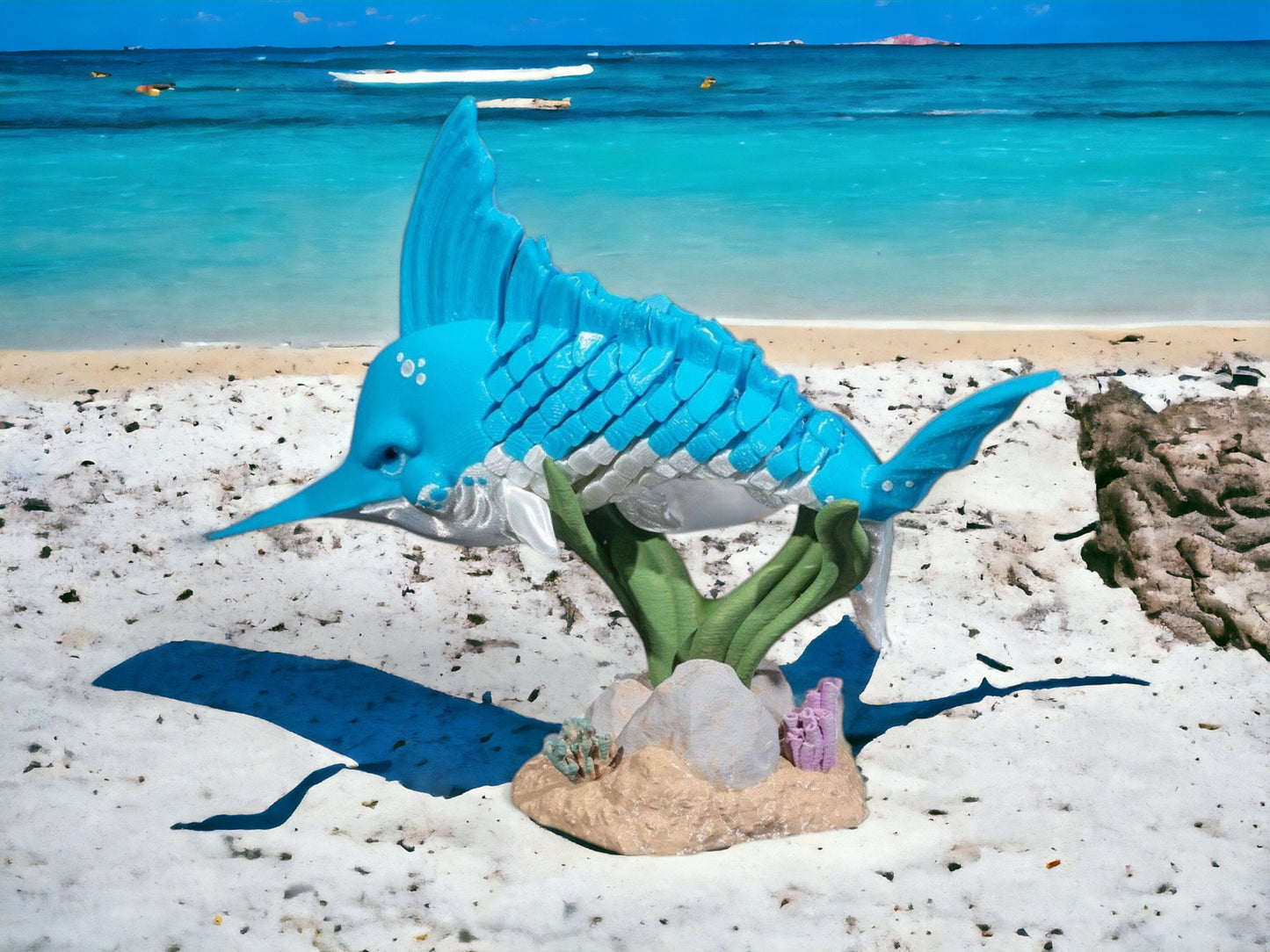 Marlin Fish Articulated Fidget Toy - 3D Printed Articulating Desk Toy - Colorful Educational Play for All Ages