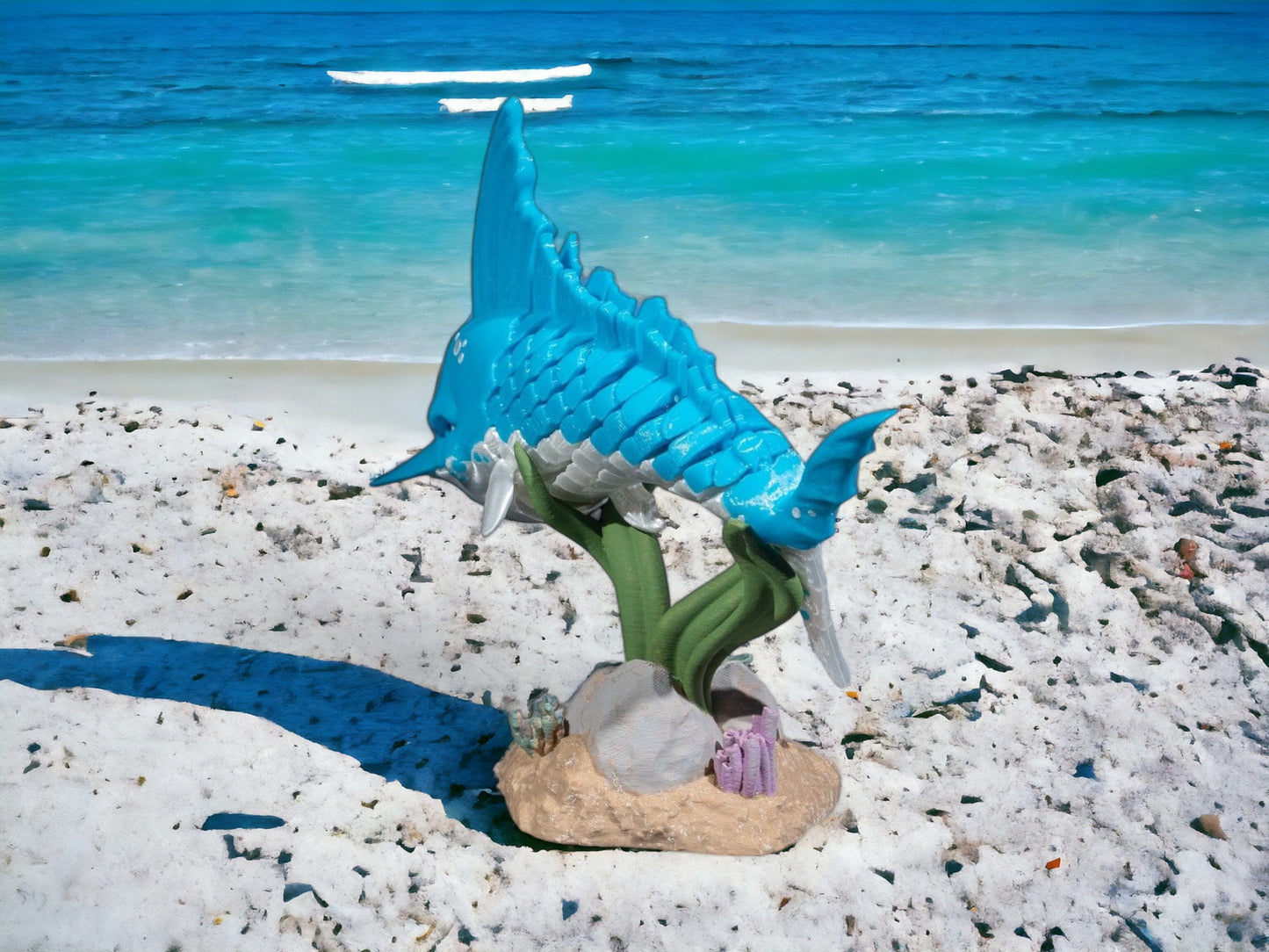 Marlin Fish Articulated Fidget Toy - 3D Printed Articulating Desk Toy - Colorful Educational Play for All Ages