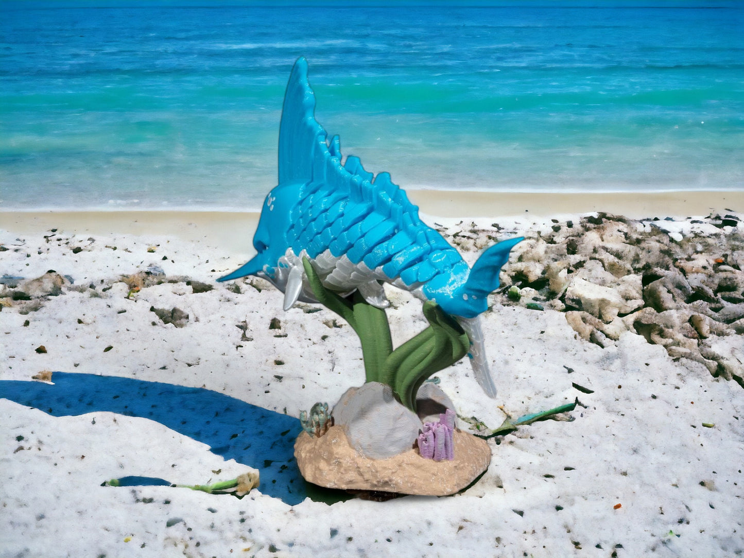 Marlin Fish Articulated Fidget Toy - 3D Printed Articulating Desk Toy - Colorful Educational Play for All Ages