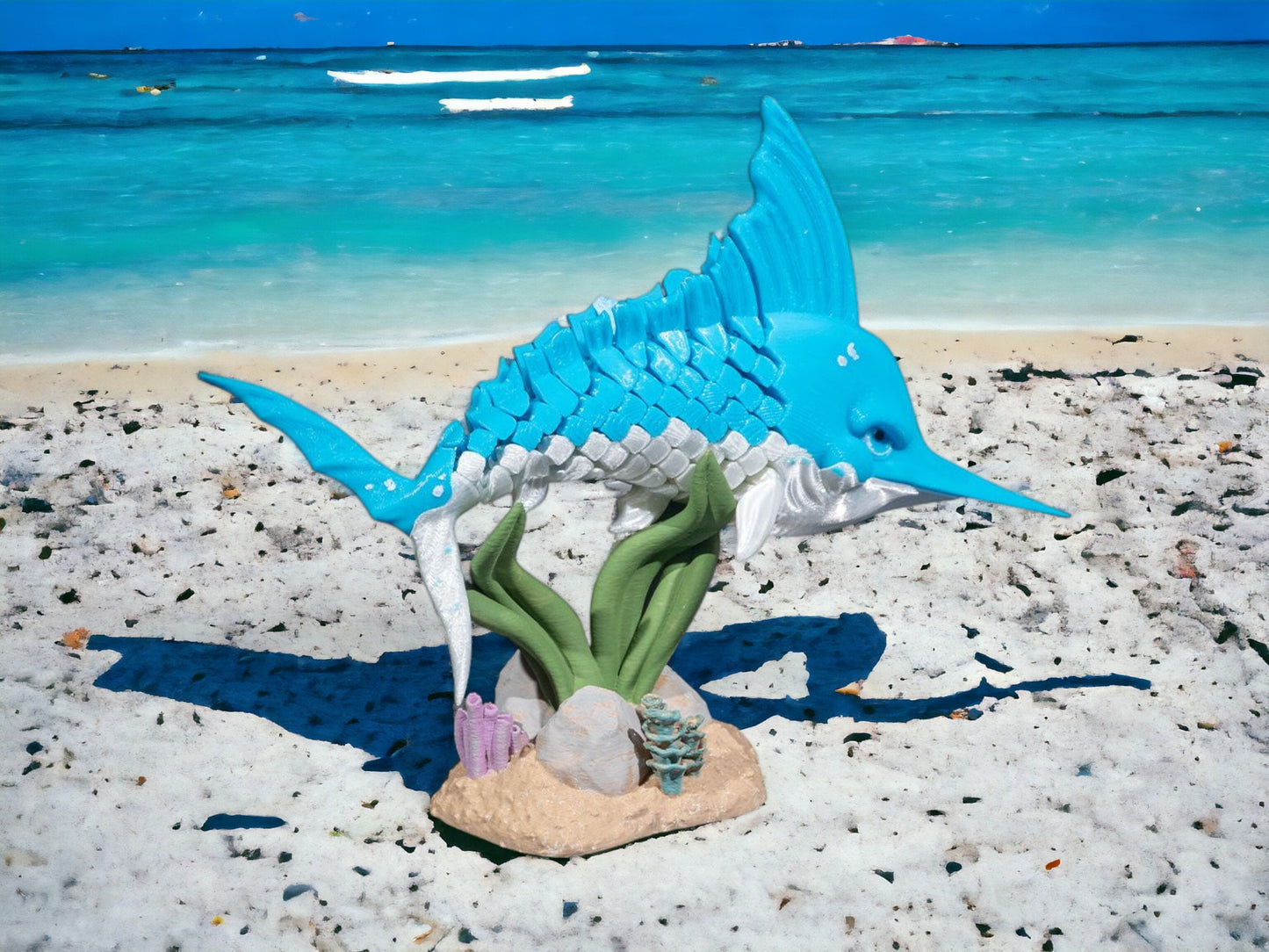 Marlin Fish Articulated Fidget Toy - 3D Printed Articulating Desk Toy - Colorful Educational Play for All Ages