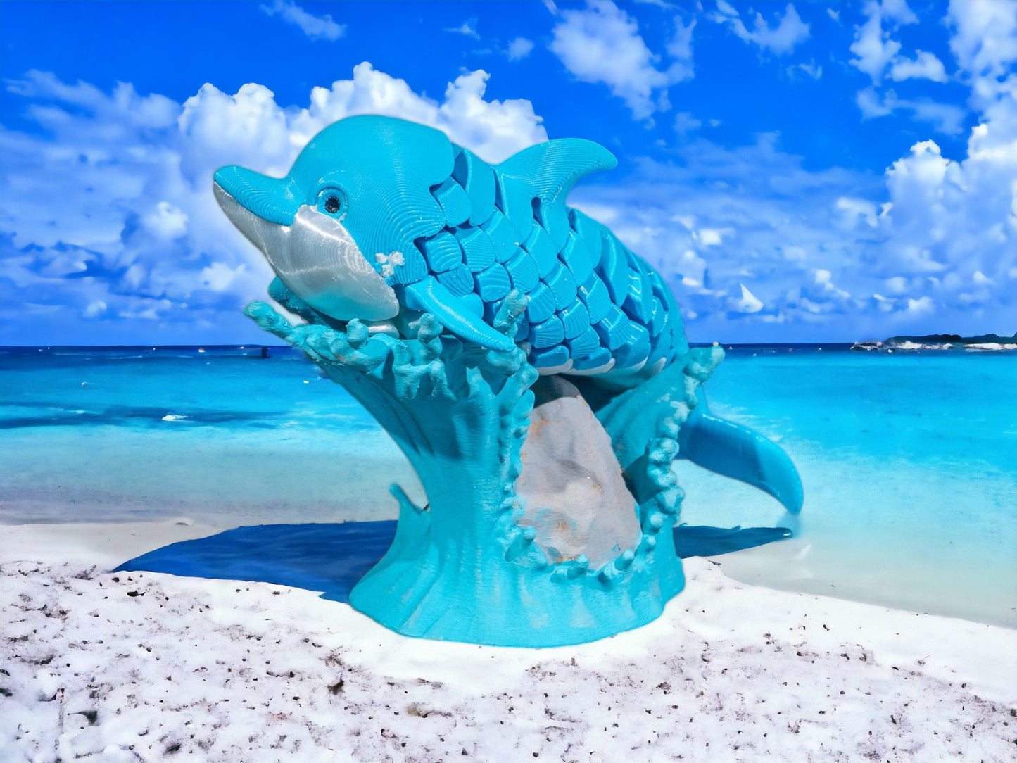 Dolphin Fish Articulated Fidget Toy - 3D Printed Colorful Desk Toy & Educational Gift for Kids - Bottlenose Dolphin Design