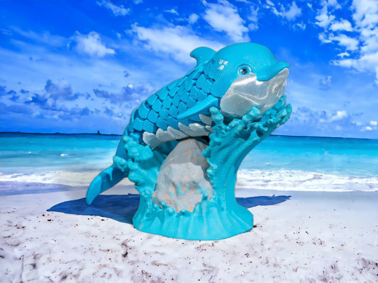Dolphin Fish Articulated Fidget Toy - 3D Printed Colorful Desk Toy & Educational Gift for Kids - Bottlenose Dolphin Design