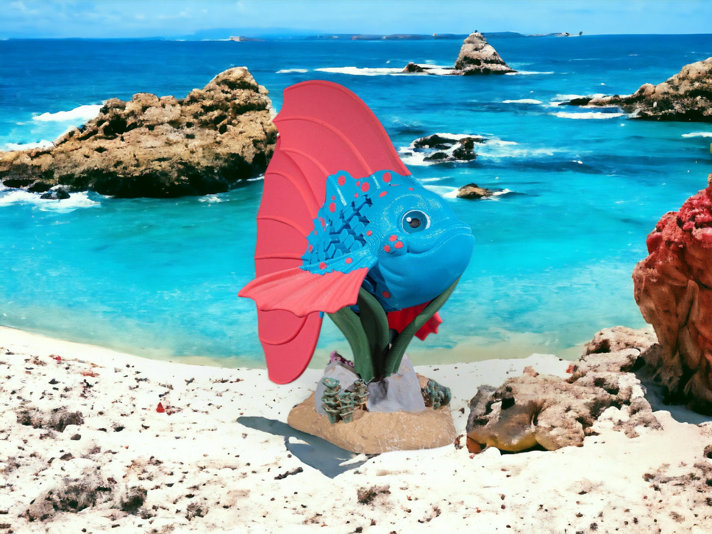 Betta Fish Bella Articulating Fidget Toy - 3D Printed Articulated Desk Toy - Colorful Educational Play Gift