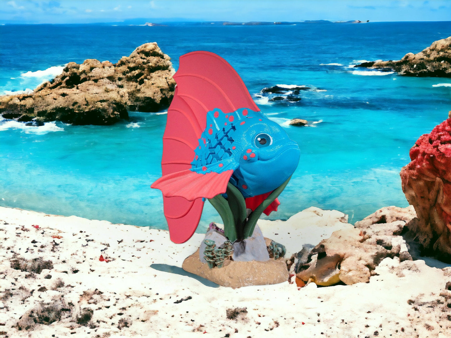 Betta Fish Bella Articulating Fidget Toy - 3D Printed Articulated Desk Toy - Colorful Educational Play Gift