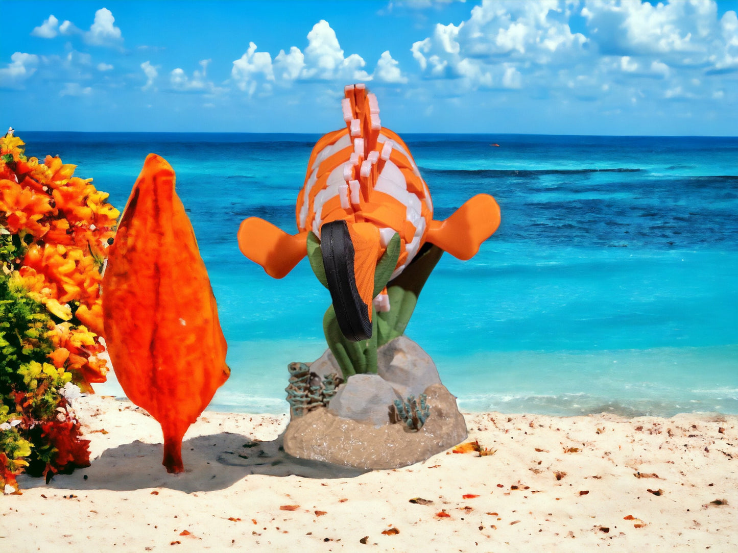 Clown Fish Fidget Articulating Toy - Marine Life Desk Articulated Decor - Ocean Unique 3D Printed Desk Toy - Colorful Educational Play Gift