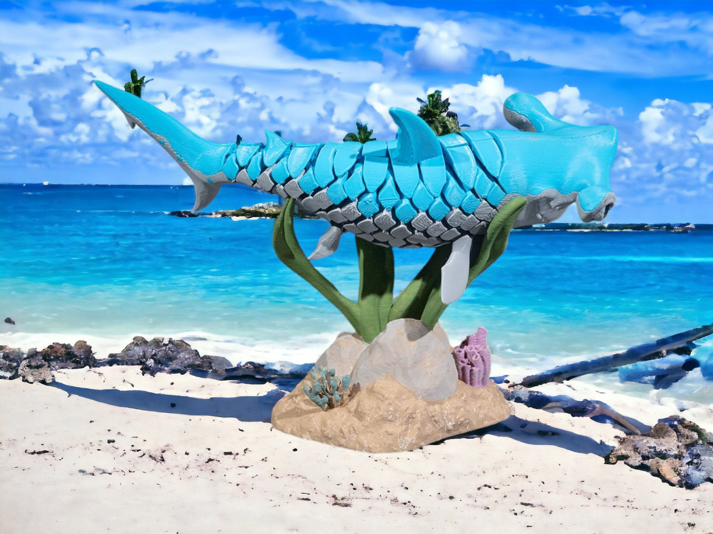 Hammerhead Shark Articulated 3D Printed Toy - Unique Ocean Desk Fidget, Colorful Educational Play for All Ages