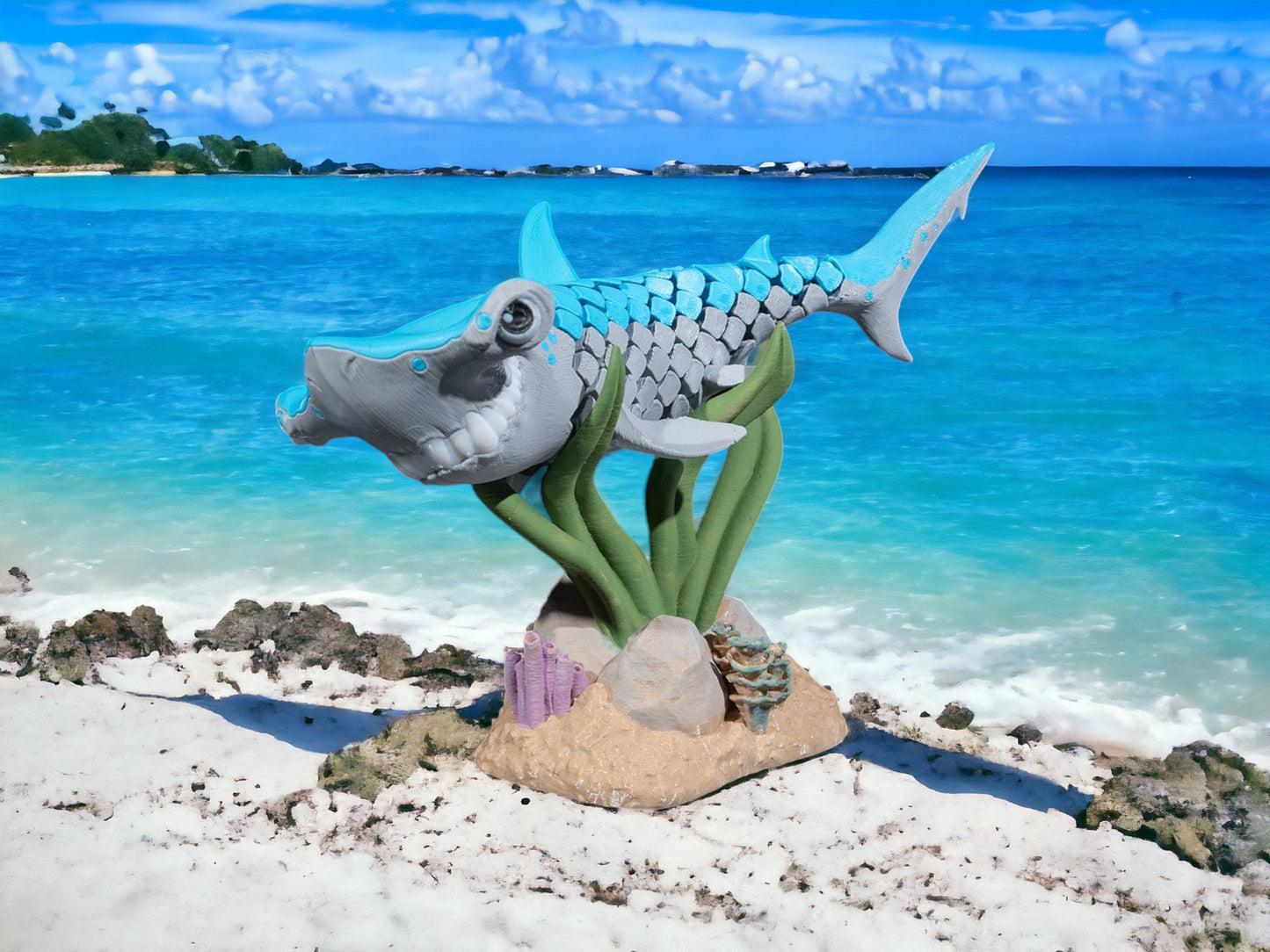 Hammerhead Shark Articulated 3D Printed Toy - Unique Ocean Desk Fidget, Colorful Educational Play for All Ages