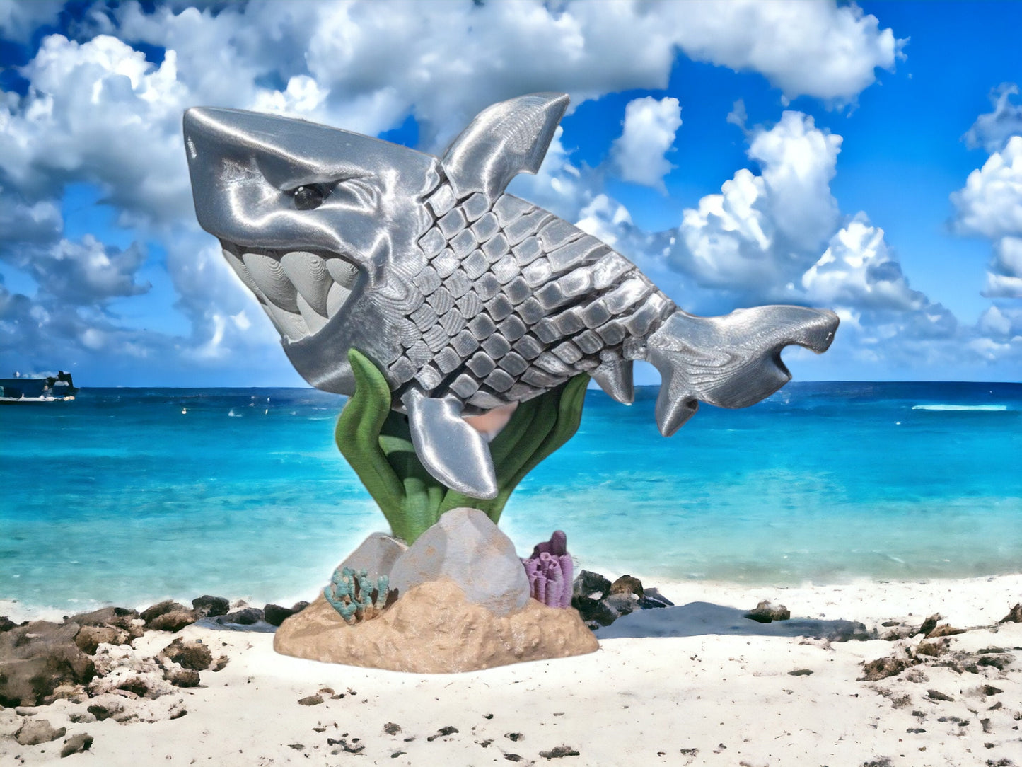 Great White Shark Articulated 3D Printed Fidget Toy | Colorful Ocean Desk Toy | Unique Educational Play for Kids