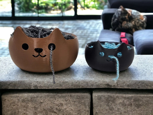 Cat Head Shaped Yarn Bowl - Perfect Knitting & Crochet Enthusiast Feline Themed Gift  Accessory