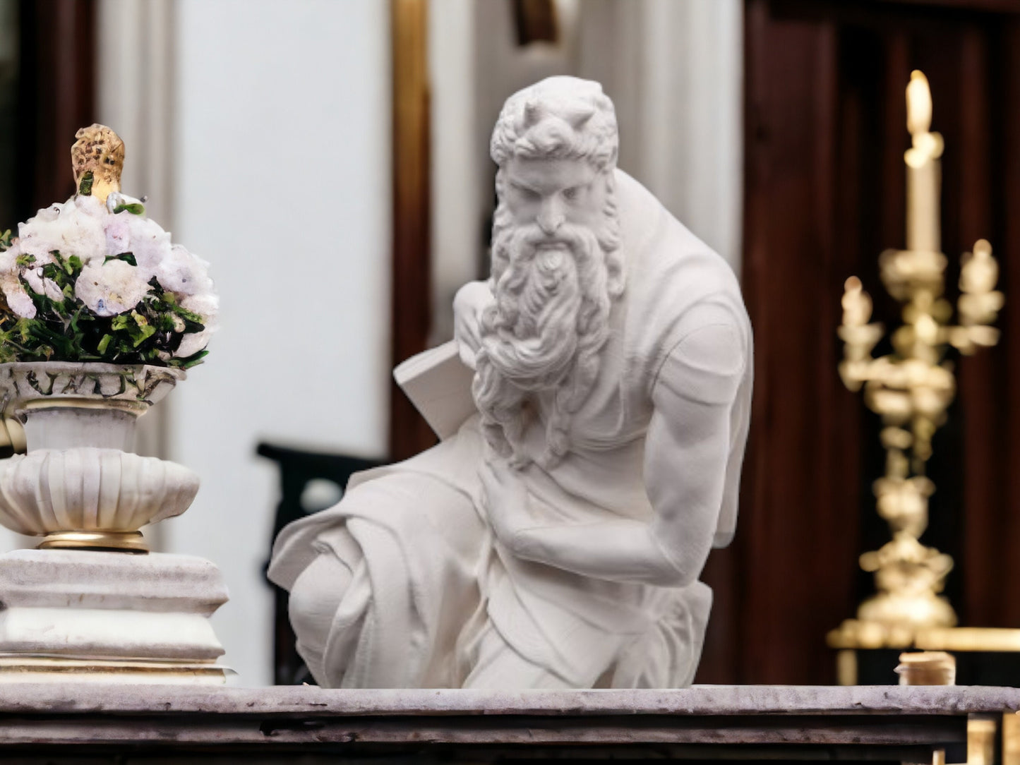 Michelangelo Moses Statue - 3D Printed Italian Renaissance Figurine - Art & Museum Reproduction Decor