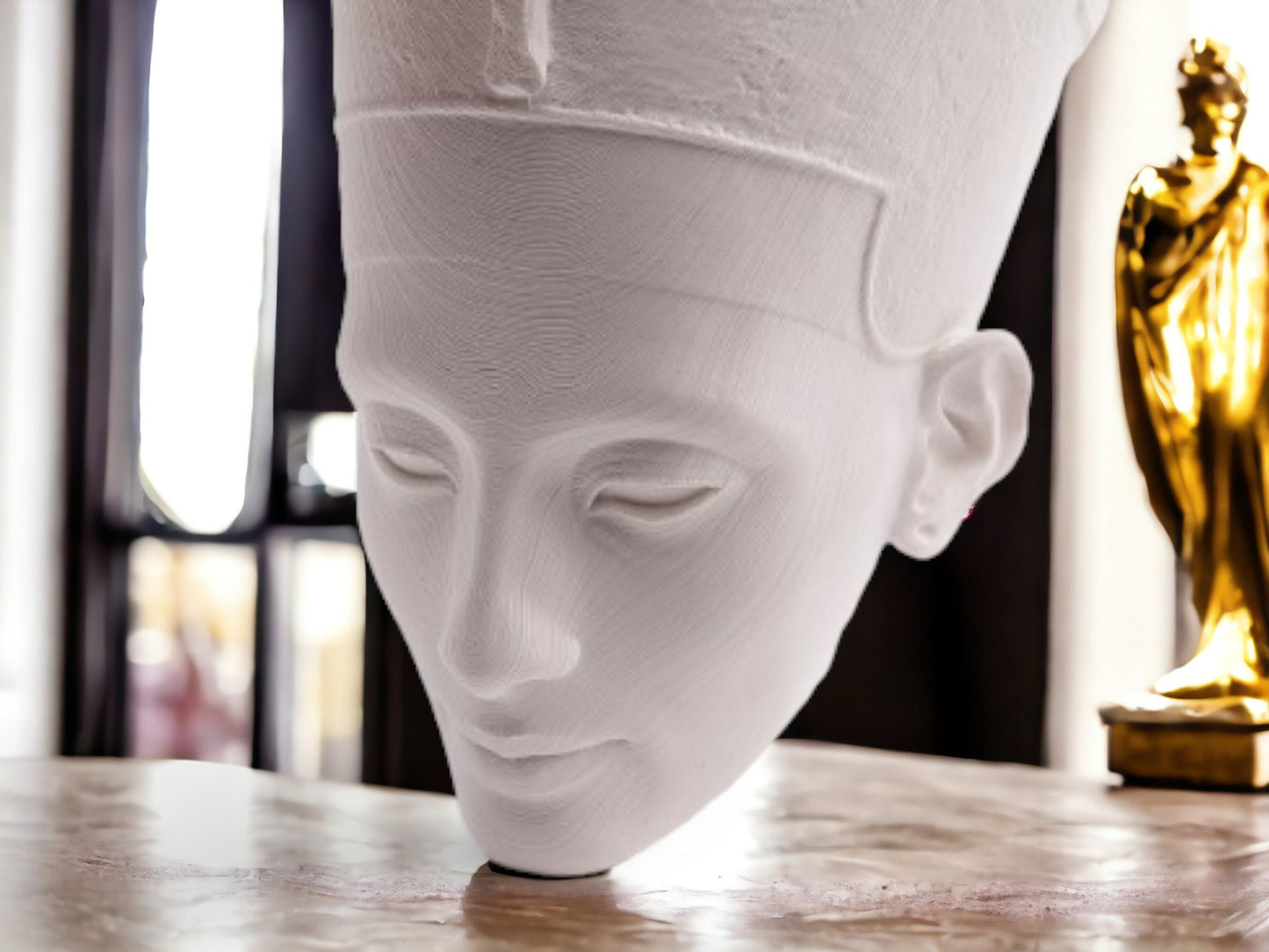 3D Printed Nefertiti Wall Art - Elegant Gothic Decor, Unique Hanging Sculpture for Home & Office
