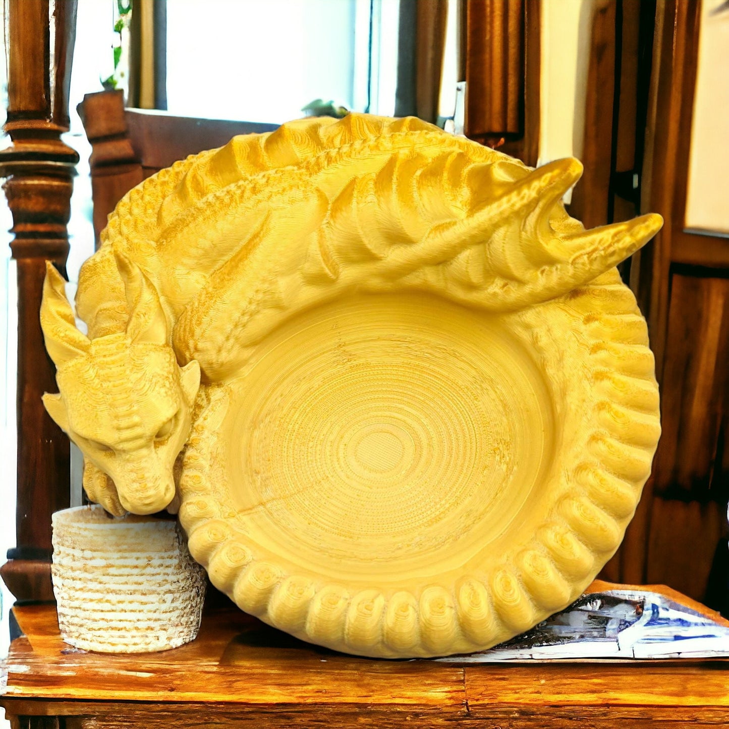 Dragon Nest Jewelry Tray - 3D Printed Dragon Guardian Trinket Dish - Fantasy Ring Holder