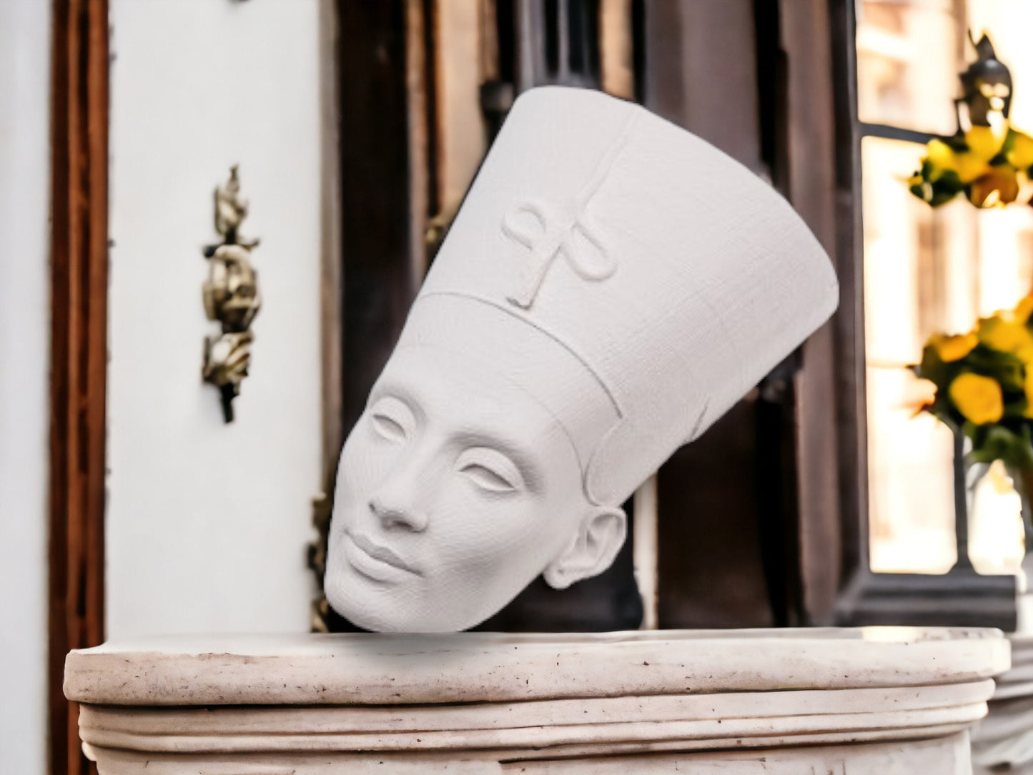3D Printed Nefertiti Wall Art - Elegant Gothic Decor, Unique Hanging Sculpture for Home & Office