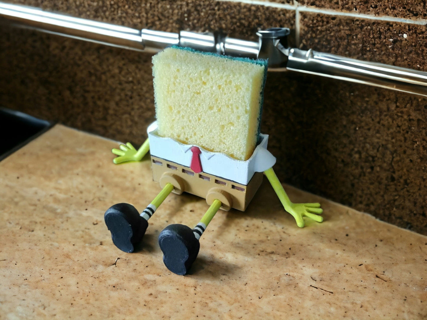 Bob The Sponge Unique 3D Printed Holder - Fun and Practical Kitchen Decor - Self-Draining Sponge Holder